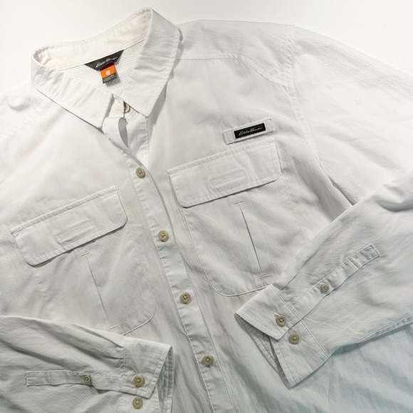 Eddie Bauer Tops - Eddie Bauer Women's Dry Fit Breathable Long Sleeve Button Up White Medium